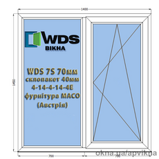 Металлопластиковое окно из профиля WDS7S 1400х1450 стеклопакет 40мм